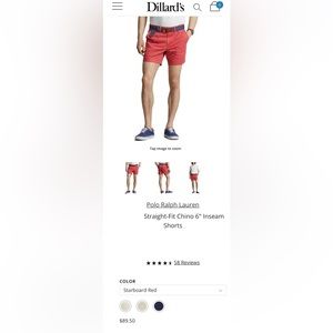 Polo Ralph Lauren
Straight-Fit Chino 6" Inseam Shorts

Color: Starboard Red